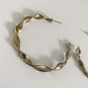 Vintage | Silver Twisted Hoop Earrings